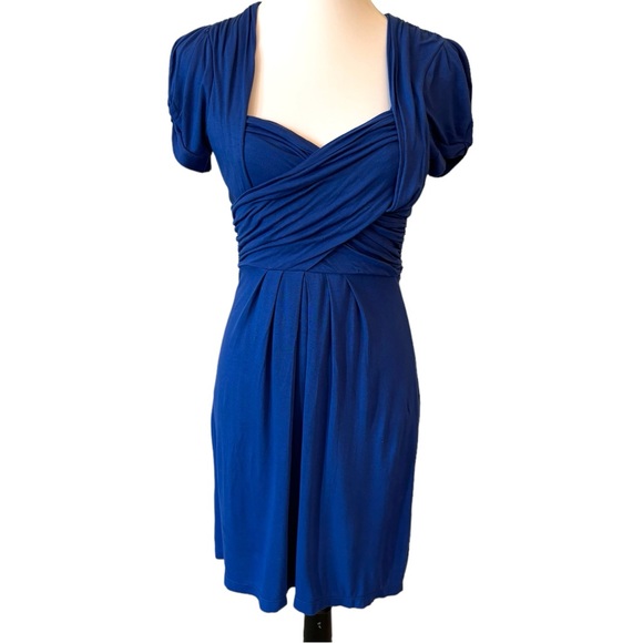 🎁 BCBGMAXAZRIA Blue Stretch Dress XS - Picture 1 of 8